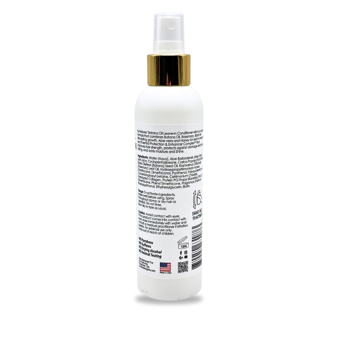 By Natures Batana Oil Thermal Protection Leave In Mist 6 fl.oz, with Honey, Aloe Vera, Papaya