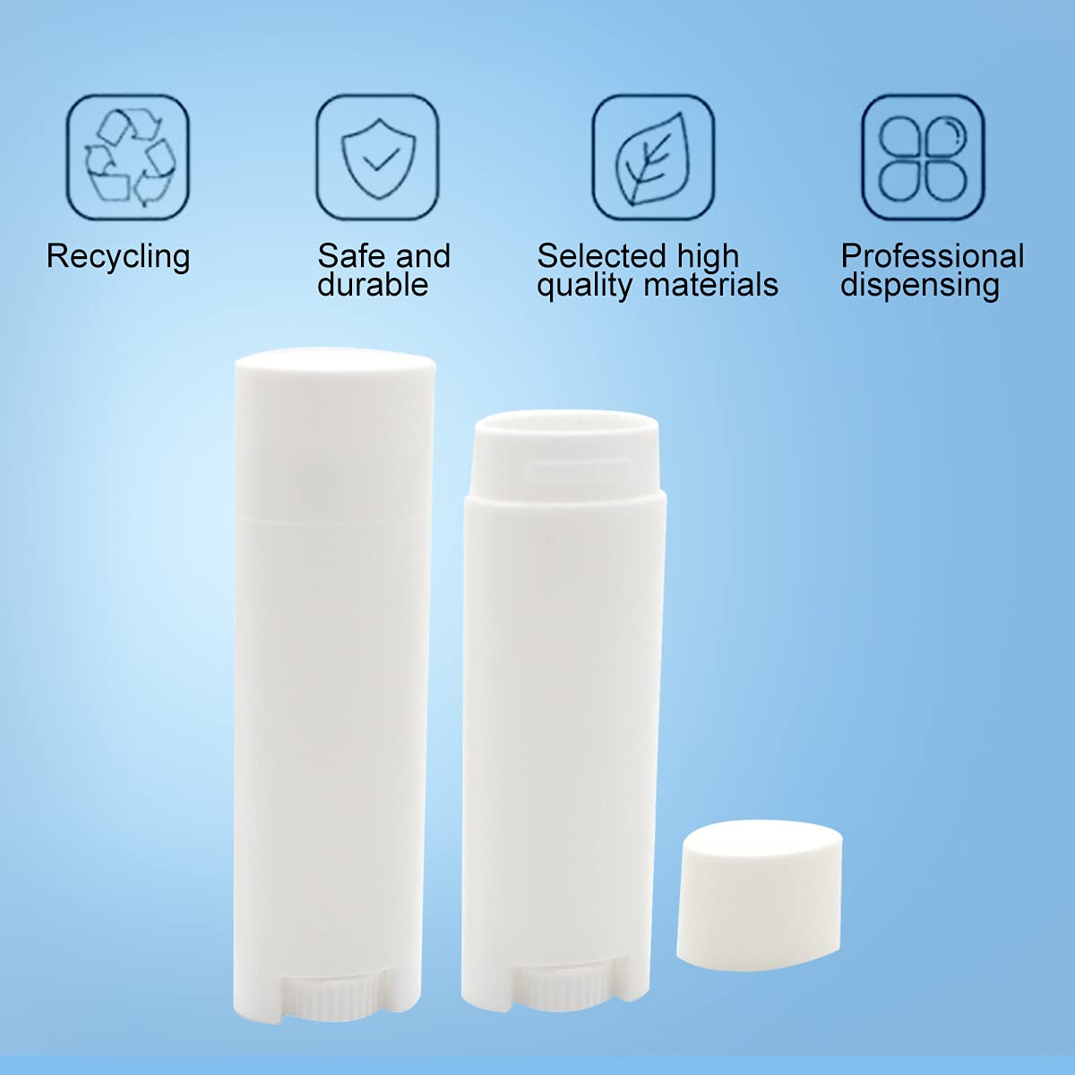 Ewanda store 5ml Oval Lip Balm Tubes,50PCS Plastic White Empty Oval Oval Deodorant Containers Lip Gloss Container Holder With Caps Beauty and Personal Care Ewanda store