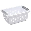 Sterilite Small Plastic Stacking Storage Basket Container Totes w/Comfort Grip Handles and Flip Down Rails for Household Organization, 8 Pack, White