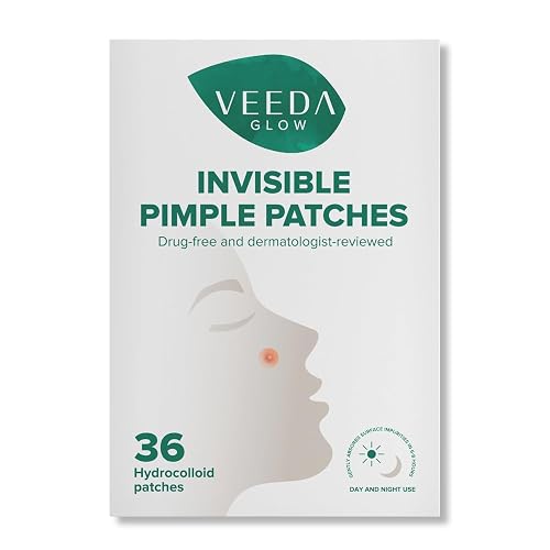 Veeda Glow Pimple Patches - Hydrocolloid Acne Stickers for Fast Healing, Invisible & Non-Irritating Zit Covers, Blemish Spot Treatment, 36 Count