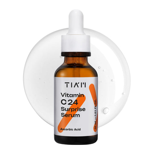 TIA'M Vitamin C24 Surprise Serum, 1.01 fl oz, Glow-Boosting & Anti-Aging with Vitamin E and Ferulic Acid for Dull Skin and Fine Lines, Korean Skin