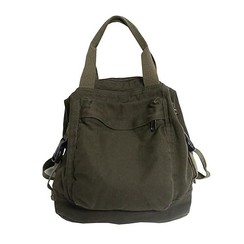 TUPIRIYN Canvas Backpack Purse for Women Large Size Tote Top Handle Bag Fashion Handbag Travel Rucksack Anti Theft (Green)