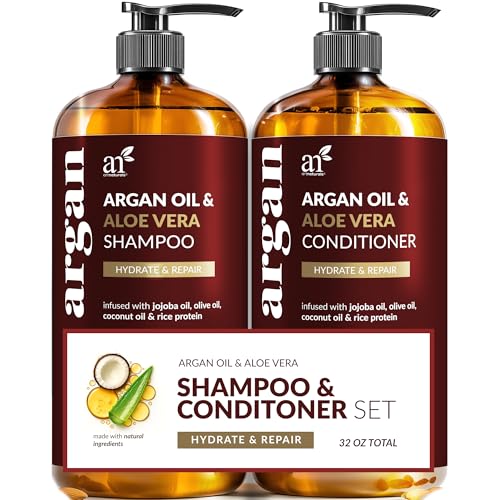 Argan Oil Shampoo and Conditioner Set - Sulfate-Free Formula with Nourishing Moroccan Oil and Keratin -for All Hair, Curly or Straight - Hydrate