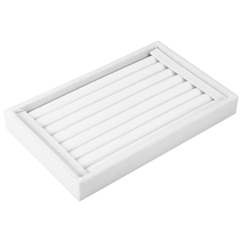 Semme Ring Organizer Display Case, Velvet 7 Slot Fashion Jewelry Organizer Holder Case Box Showcase(White)