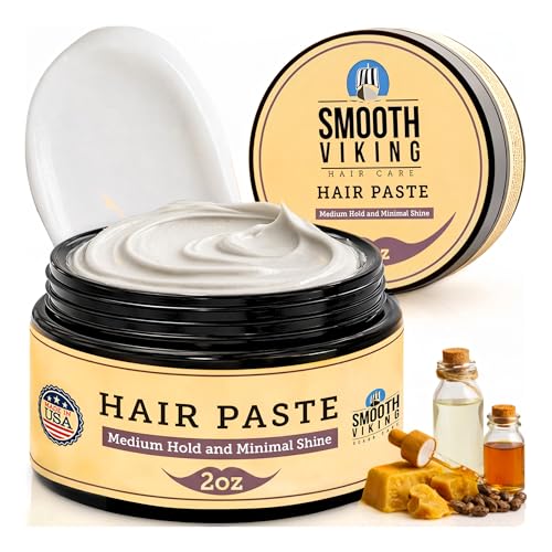 Smooth Viking Hair Paste for Men - Natural Matte Styling Paste for Textured Messy Hairstyle Hair Cream, Hair Styling Cream with Minimal Shine & Medium