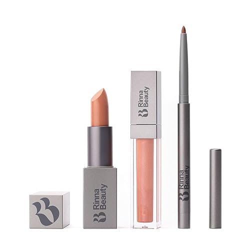 Rinna Beauty Icon Lip Kit - Birthday Suit - All-in-one Lip Kit Includes Lipstick, Lip Gloss, and Lip Liner - TRUE NUDE look - Vegan, Long-lasting,