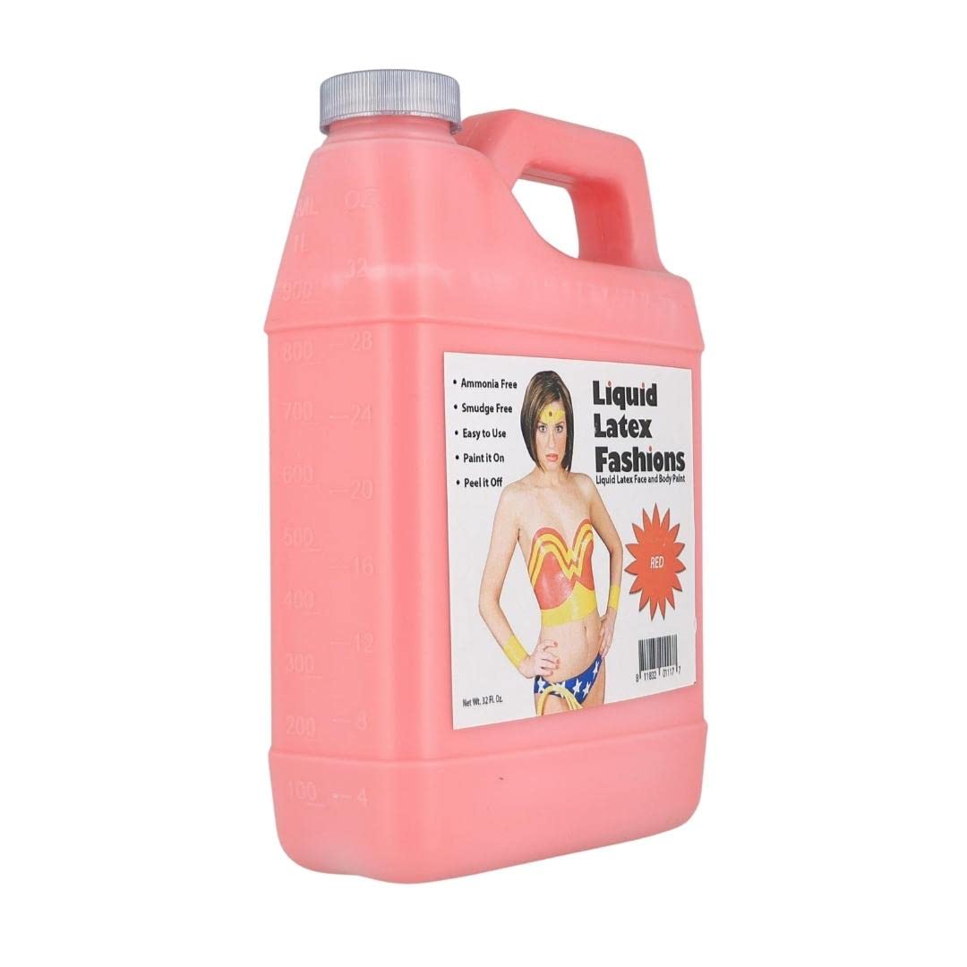 Red Liquid Latex Body Paint - 32 Oz for Adults and Kids, Zombie Skin Makeup Paint, Ideal for Schools, Parties, Theater, Cosplays, Carnivals