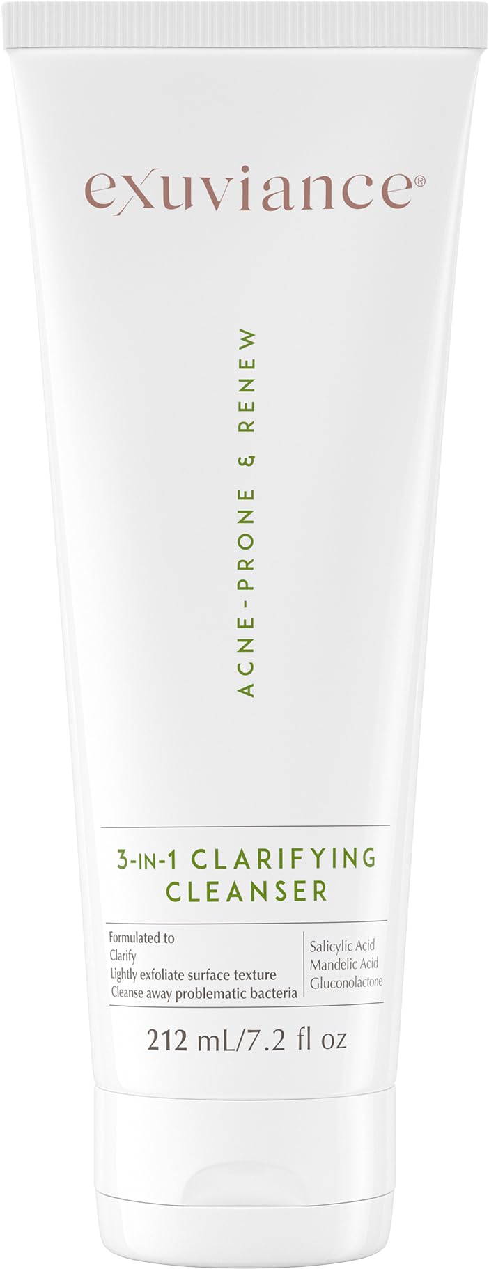 EXUVIANCE 3-in-1 Clarifying Anti-Aging Cleanser 7.2 oz – Salicylic Acid Face Wash for Acne-Prone Skin, Oil Control, Makeup Removal & Exfoliation