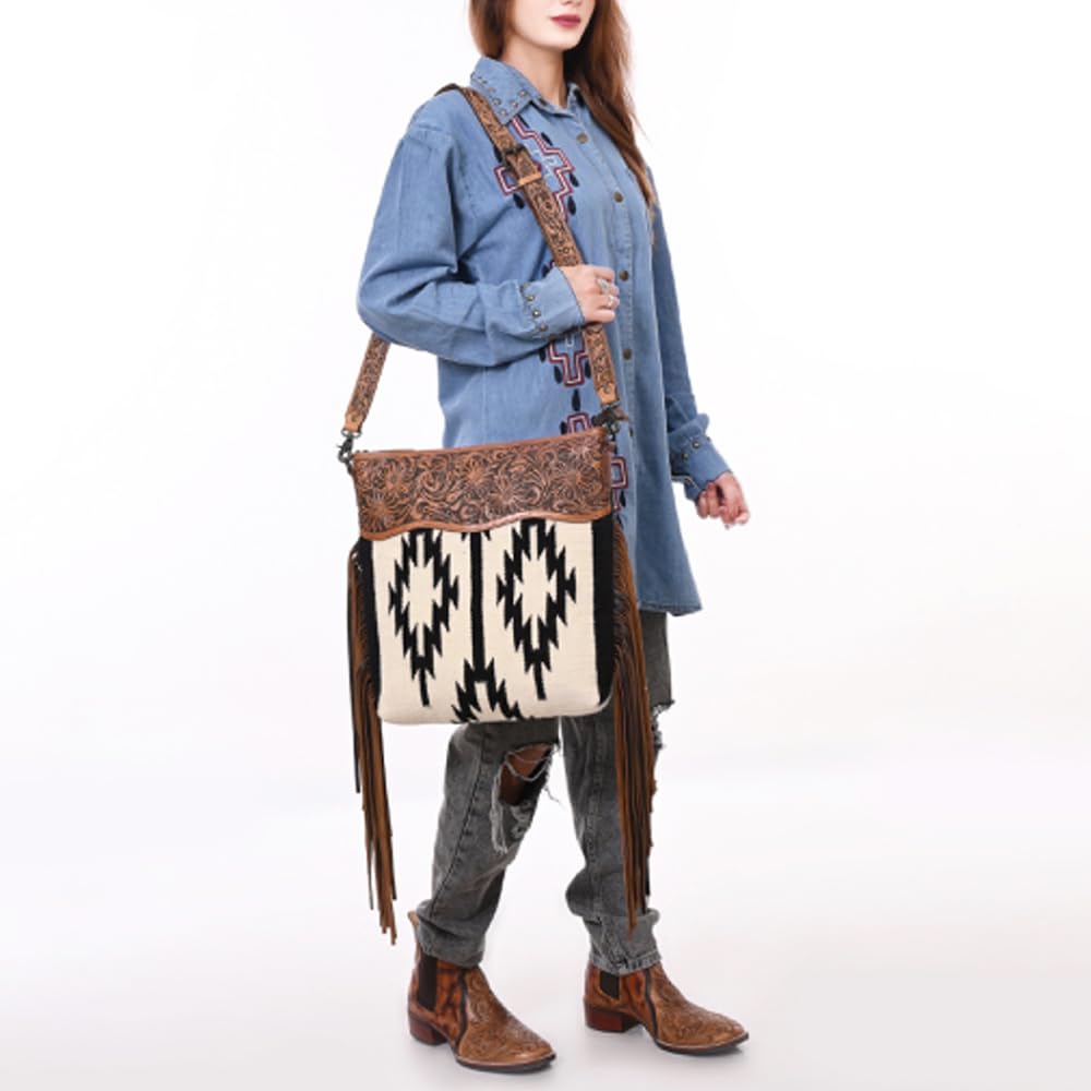 American Darling Signature Crossbody Hand Tooled Saddle Blanket Genuine Leather Western Women Bag Handbag Purse | for Cute