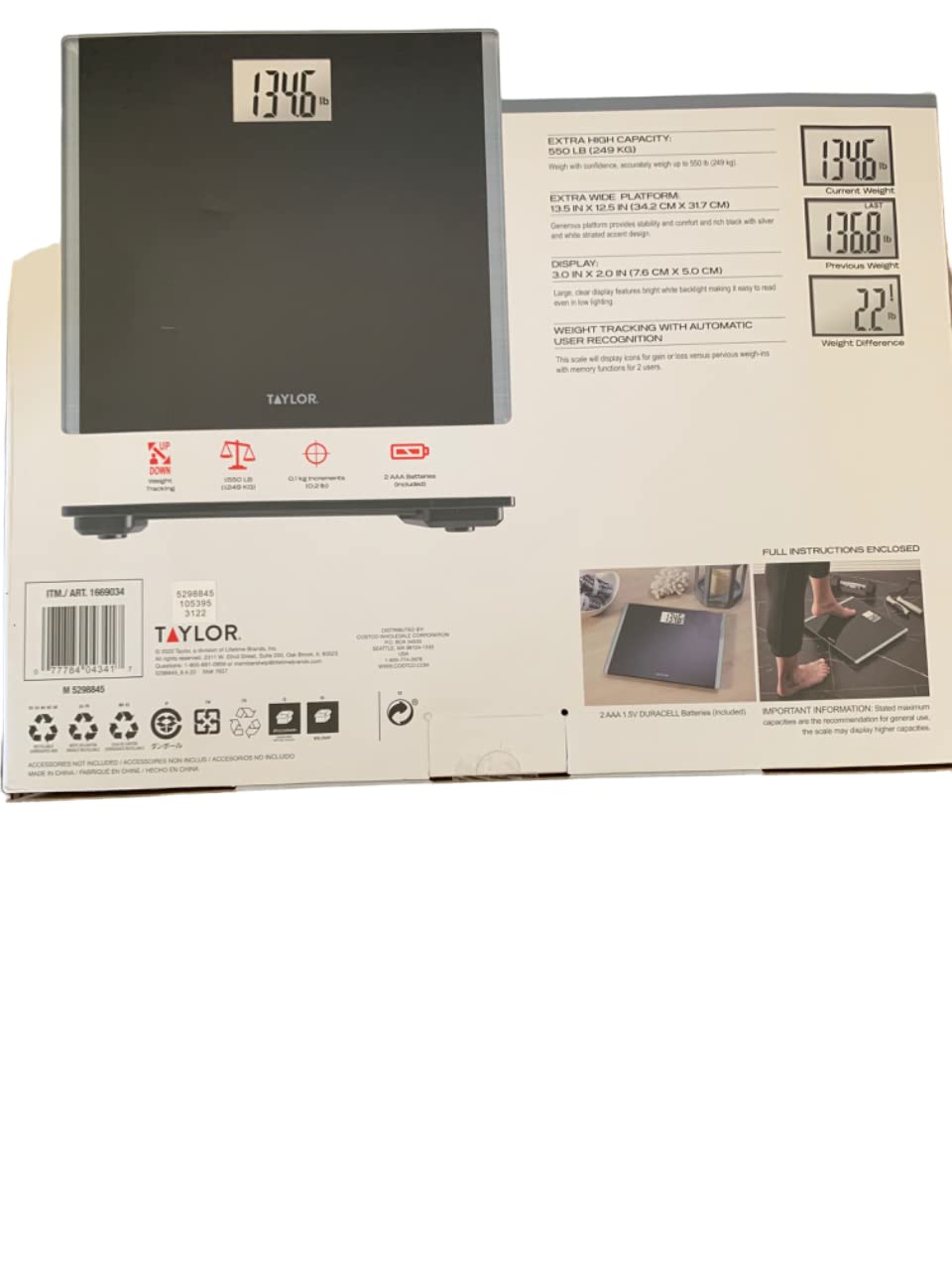 Glass Digital Scale Extra High 550LB /240KG Capacity