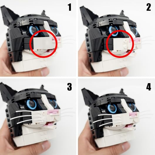 Loki's Whiskers for Lego Ideas 21349 Tuxedo Cat – 6-Pack Snap-In Whisker Accessory (3 Sets), Compatible with 21349, Cat Not Included
