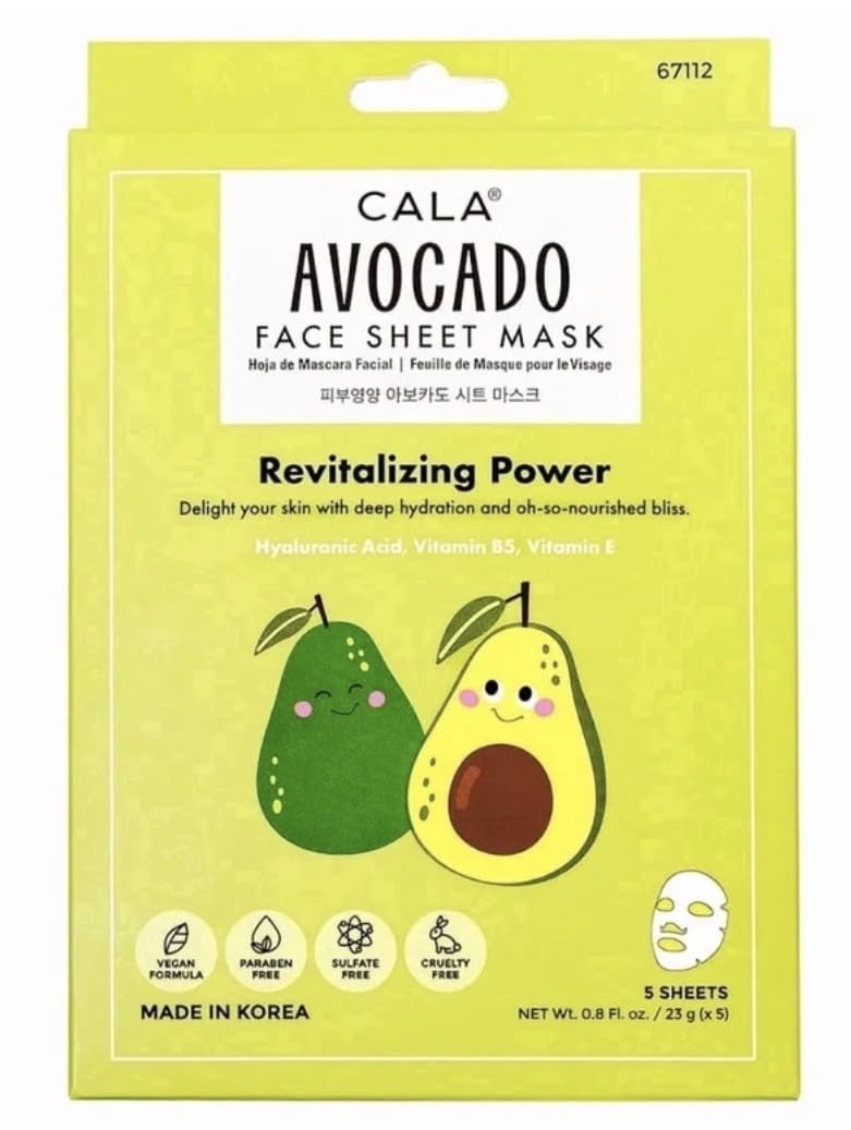 Cala Avocado Facial Mask Sheets - 5 Sheets Pack