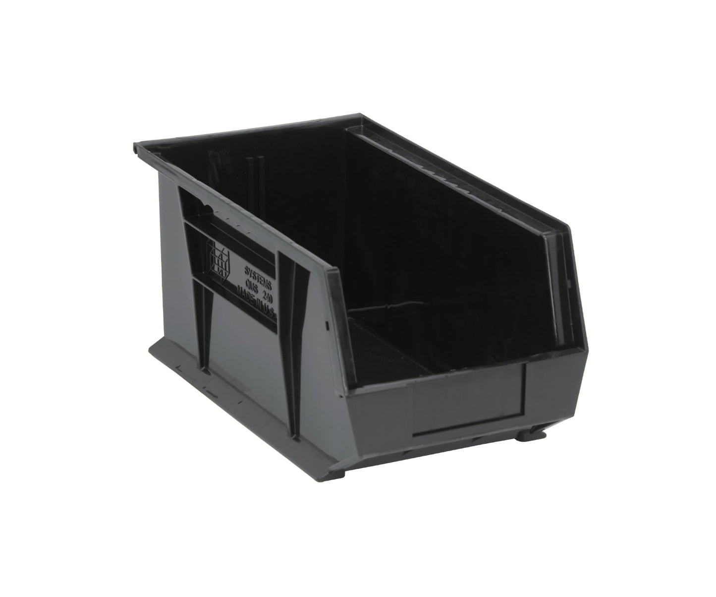 Quantum QUS240 Plastic Storage Stacking Ultra Bin, 14-Inch by 8-Inch by 7-Inch, Black Conductive, Case of 12
