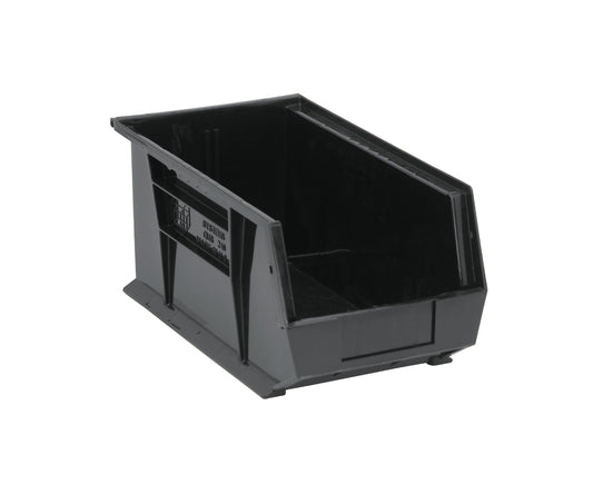 Quantum QUS240 Plastic Storage Stacking Ultra Bin, 14-Inch by 8-Inch by 7-Inch, Black Conductive, Case of 12