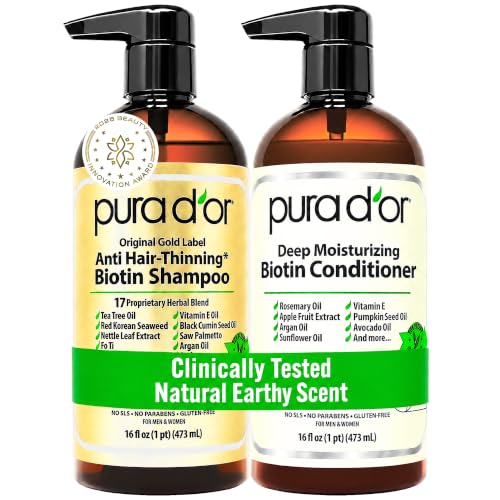 PURA D'OR Anti-Thinning Biotin Shampoo & Hair Regrowth Conditioner, CLINICALLY TESTED Effective Results, Thickening Herbal Blend For Women & Men Beauty and Personal Care PURA D'OR Default Title