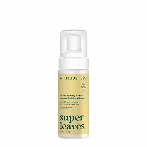 ATTITUDE Micellar Foaming Facial Cleanser, EWG Verified, Dermatologically Tested, Plant and Mineral-Based, Vegan, Earl Grey & Fresh Cucumber Scent, 5