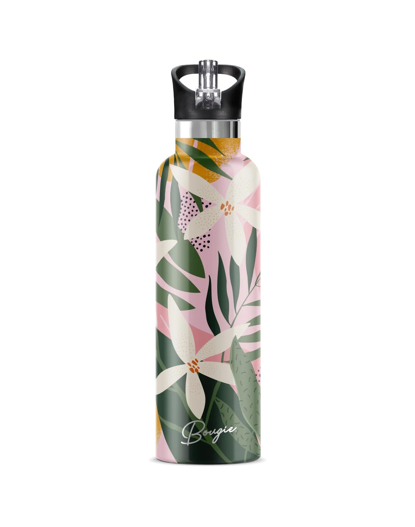 Bougie Tiare Bliss Insulated Water Bottle, Gift Tube, 25-Ounces, Stainless Steel, Multicolor, Kitchen Décor Sports & Outdoor Bougie