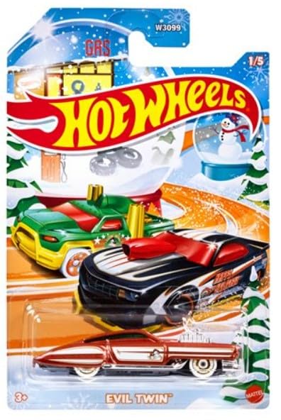 Hot Wheels 2024 Happy Holidays Christmas Mix Winter Set of 5 Pack, 1:64 Scale Diecast X-mas
