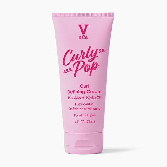 V&Co. Curly Pop Curl Defining Cream - Curl Cream for Curly Hair, Anti Frizz & Moisturizing Hair Care with Peptides & Jojoba Oil - Defines Curls Beauty & Personal Care V&CO