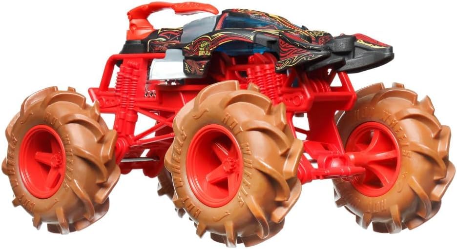 Hot Wheels Monster Trucks Scorpedo 1:24 Scale Die-Cast Vehicle, Red and Black, Giant Wheels, Ages 3-8 Years