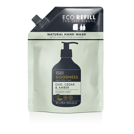 Baylis & Harding Liquid Hand Soap Refills, Goodness, Oud Cedar & Amber, 1 Liter Beauty & Personal Care Baylis & Harding