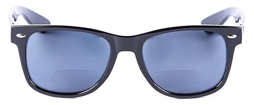 Lovin Rays" Polarized Sunglasses with Nearly Invisible Line Bifocal for Men and Women (Gloss Black, 1.75)