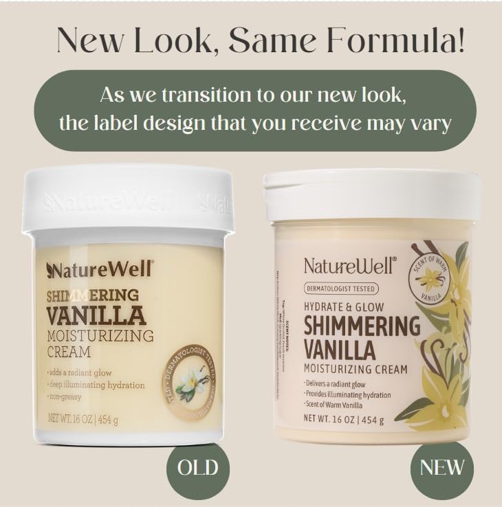 NATURE WELL Shimmering Vanilla Hydrate & Glow Moisturizing Cream For Face & Body, Intensely Nourishing & Softening, Delivers A Sparkling Radiance