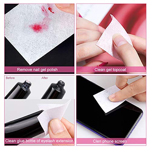 1000 Pcs Gel Nail Polish Remover, Lint Free Nail Wipes Cotton Pad with a Pump Dispenser Bottle Disposable Nail Polish Remover for Soak Off UV Gel