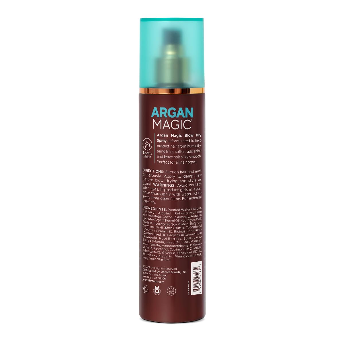 Argan Magic Anti-Frizz Blow Dry Spray - Protects Against Humidity & Tames Frizz | Adds Glossy Shine & Softness | Paraben-Free, | (8 Oz)