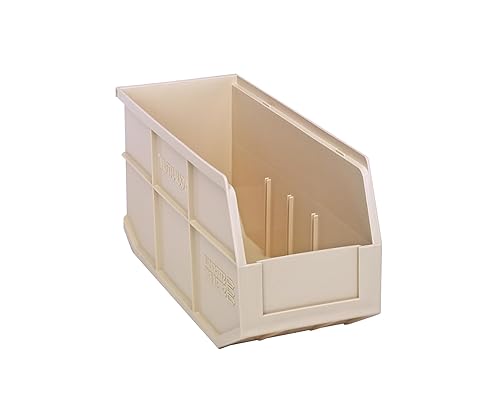 Quantum Storage K-SSB441IV-5 5-Pack Stackable Plastic Shelf Bin, 14" x 6" x 7", Ivory