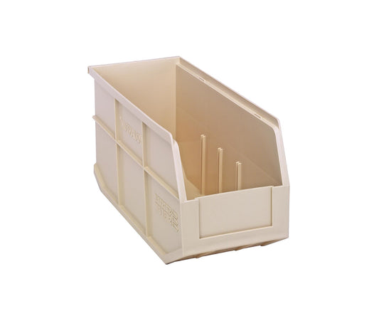 Quantum Storage K-SSB441IV-5 5-Pack Stackable Plastic Shelf Bin, 14" x 6" x 7", Ivory