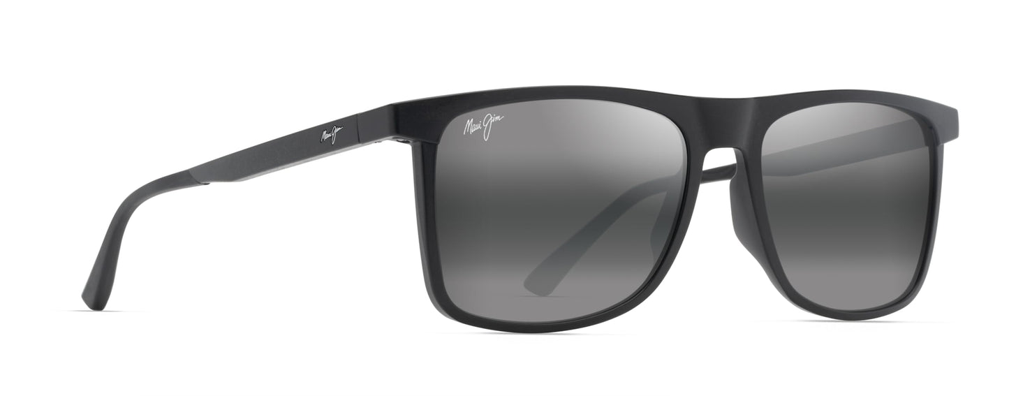 Maui Jim Men's & Women's Makamae Polarized Square Sunglasses, Matte Black/Neutral Grey Polarized, Extra large
