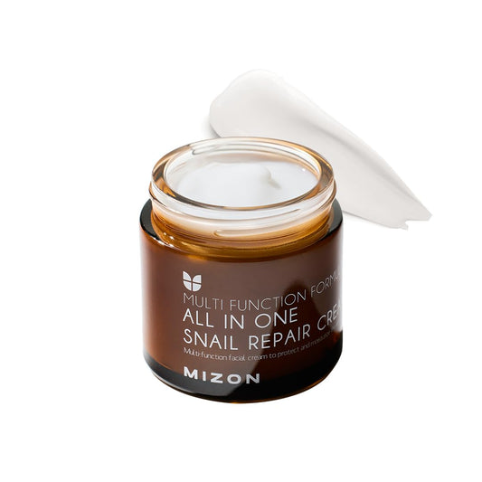 MIZON All-in-One Snail Repair Cream - Korean Face Moisturizer with Snail Mucin & 12 Natural Extracts - Hydrating & Nourishing Cream for Fine Lines