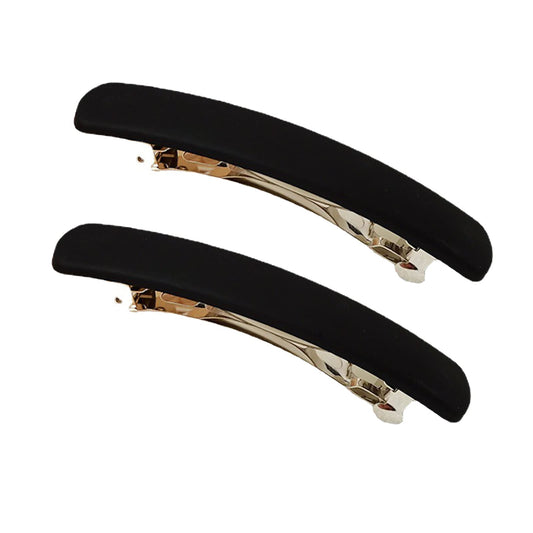2 Pack Curved Matte French Barrettes for Thick and Fine Hair - Metal Spring Clips, Ponytail Hairpins for Chic Styling, No Slip Grip for Workouts