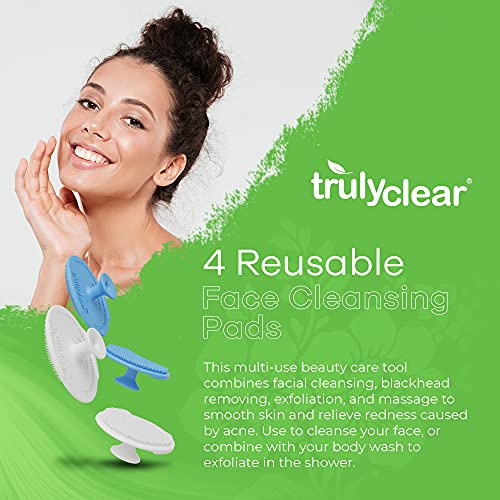 Truly Clear Exfoliate Pads - Foodgrade Silicone Facial Scrubber - Gentle Exfoliator for Sensitive Skin, Cleansing Brush - Soft Bristles, Removes