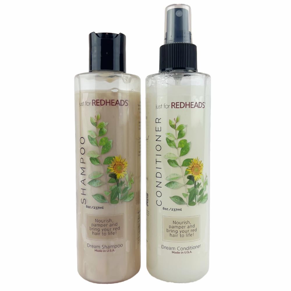 Just for Redheads Dream Shampoo and Leave In Conditioner Duo - Complete Hair Care Products for Red Hair - Volumizing Shampoo and Conditioner