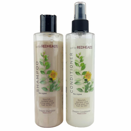 Just for Redheads Dream Shampoo and Leave In Conditioner Duo - Complete Hair Care Products for Red Hair - Volumizing Shampoo and Conditioner