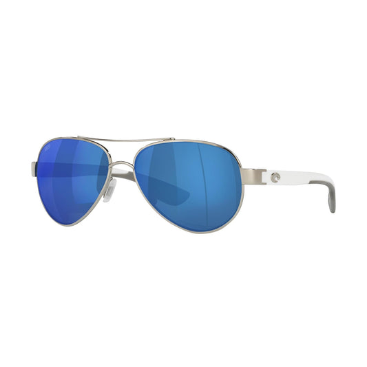 Costa Del Mar Polarized Sunglasses Womens - Loreto Aviator Designer Sunglasses for Women with 100% UV Protection - Size 56 - Palladium/Blue Mirror