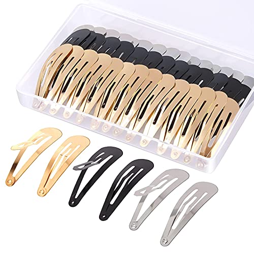 60 Pcs Snap Hair Clips with Storage Box, 2 Inch No Slip Metal Hair Clips Barrettes for Styling, Hair Pins Accessories for Toddlers, Girls, Kids