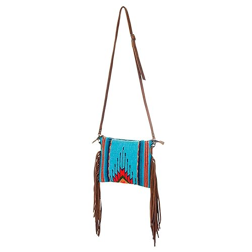 American Darling CrossBody Bag Saddle Blanket Fabric Genuine Leather Western Women Handbag Purse | for Cute Travel