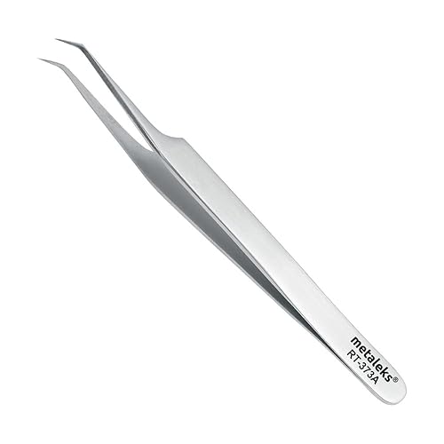 Metaleks Volume Eyelash Extension Tweezers Soft In Use Light In Weight Matt Finish Stainless Steel 45° Angular Tip for 2D - 5D - Sterilizable