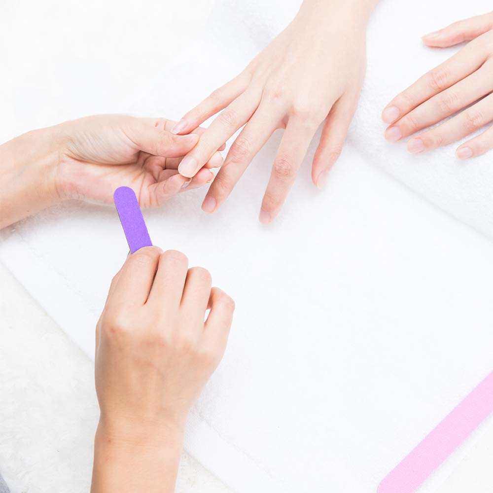 VIOCIWUO Mini Nail File Bulk 300Pcs (180/240 Grit), Disposable Nail Files Double Sided Emery Boards Home or Professional Manicure Tools(Purple