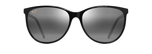 Maui Jim Womens's Ocean Polarized Cat Eye Sunglasses, Shiny Black/Neutral Grey Polarized, Medium