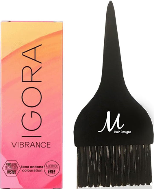 Igora Vibrance 4-33 Medium Brown Matte Extra Demi-Permanent Tone on Tone Alcohol Free Liquid Hair Color 60 ml and M Hair Designs Tint Brush (Bundle) Beauty & Personal Care M Hair Designs