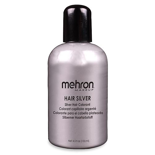 Mehron Makeup Hair White | Washable White Hair Dye | Temporary Hair Color for Theatre, Cosplay, & Halloween 1 fl oz (30ml) (Silver)