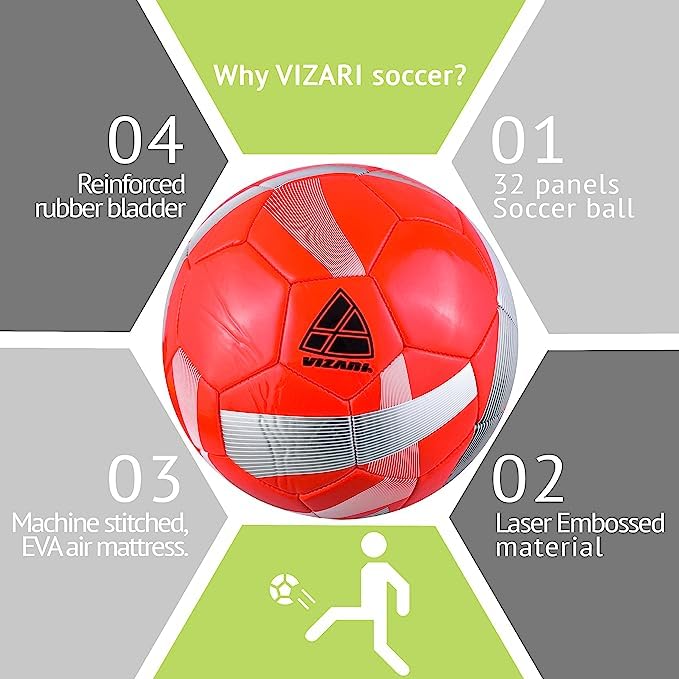 Vizari Soccer Ball for Youth, Adult, Kids | Sizes 3,4,5 | Durable TPU Soccer Ball for Match & Practice | Perfect for Indoor & Outdoor Play - Pink…