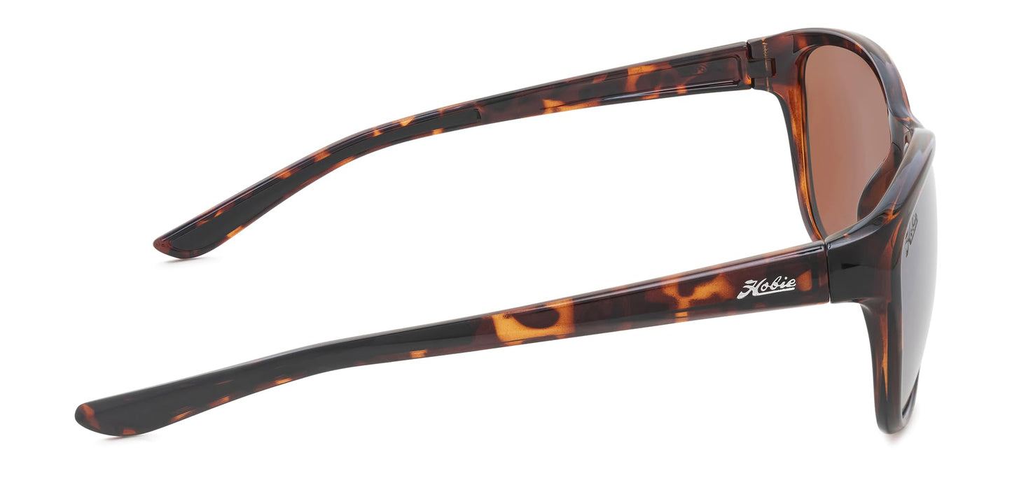 Hobie Mya Polarized Sunglasses for Women - Hydroclean Polarized and Megol Rubber Temple Grips, UV Protection - Sun Glasses for Women - Shiny Tortoise