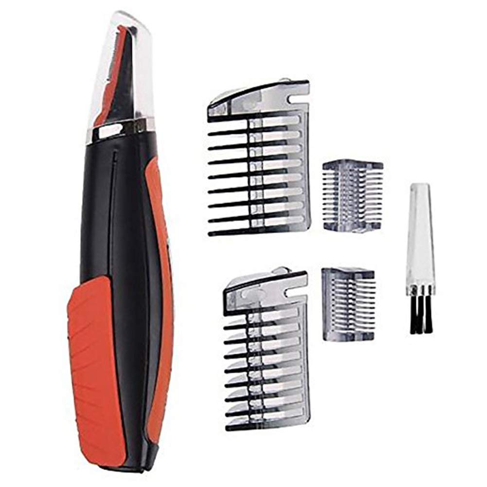 Mrisata Electric Nose Hair Trimmer Multi Functional LED Light Nose Ear Eyebrow Beard Trimmer for Men with Stainless Steel ABS Material 17cm (Orange) Beauty and Personal Care Mrisata