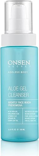 Onsen Secret Japanese Aloe Vera Face Wash - Premium Nightly Facial Cleanser for Makeup Removal, Heals Dry & Sensitive Skin, Hyaluronic Acid, Curry