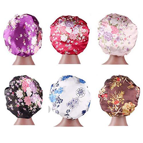 6 Pieces Large Printed Satin Bonnet Sleeping Caps Soft Elastic Wide Band for Women Hair Loss, Natural Curly Hair Braids (Printed 6pack) Beauty & Personal Care Ubrand